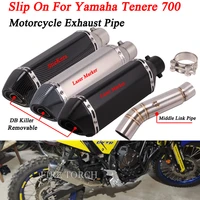 slip on for yamaha tenere700 xtz700 2019 2020 2021 motorcycle exhaust escape system modify middle link pipe muffler db kille
