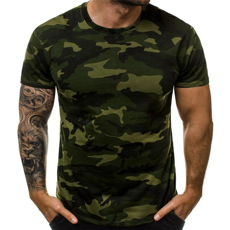 

Sexy Camouflage T-Shirt Hot Men Comfortable Tops High Quality Sports Men T-Shirt Male Casual Round Neck Count Show T-Shirt