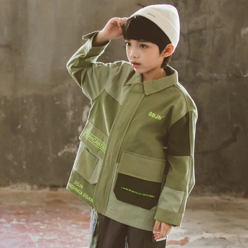 

2021 Loose Spring Autumn Coat Outerwear Top Children Clothes Kids Costume Teenage Formal Home Outdoor Boy Clothing High Quality