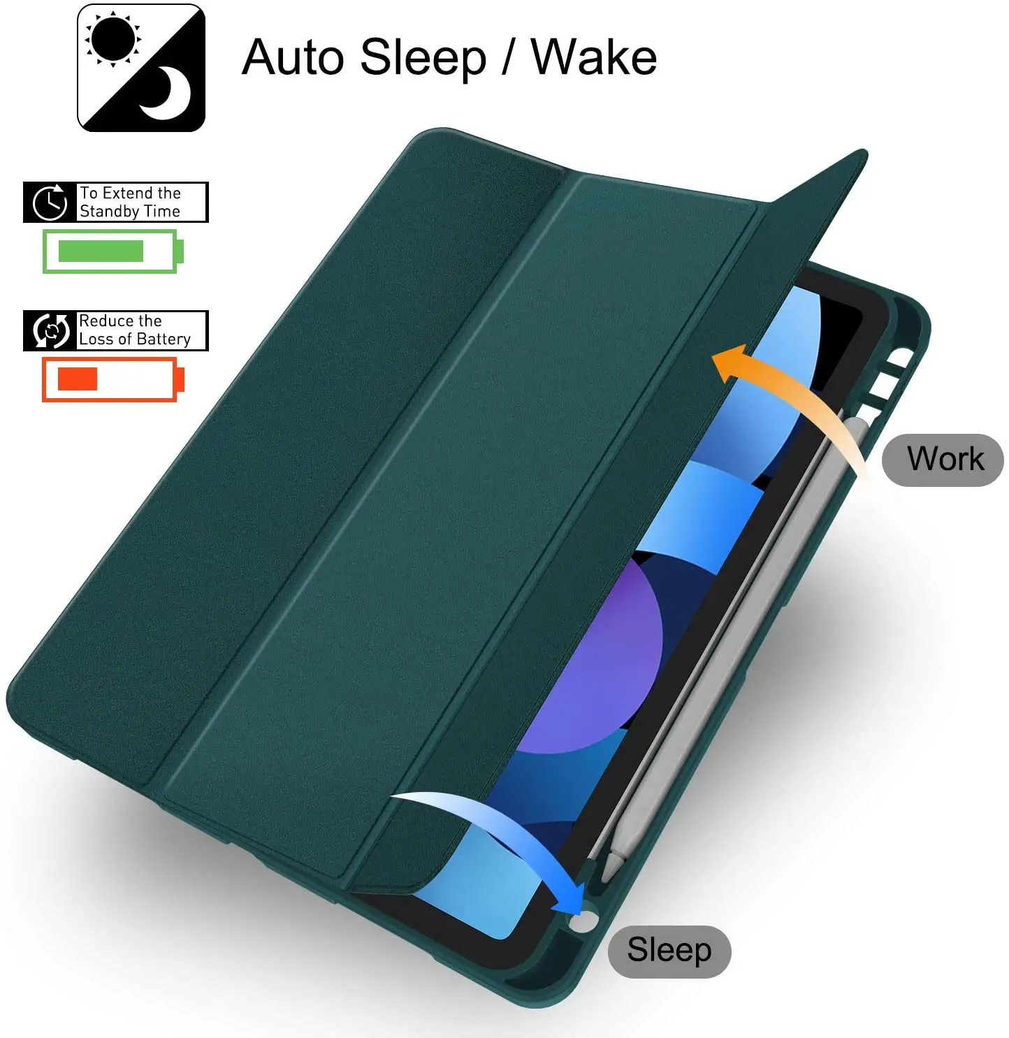 

For iPad Air 4 Case 10.9inch 2020 iPad Air 4th Gen Cover A2316 A2324 A2325 A2072,Smart Case for iPad Air(4th)Pencil Holder Cover