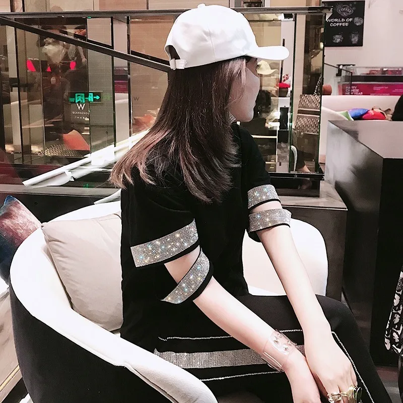 Женские широкие шорты с высокой талией модные повседневные украшенные стразами