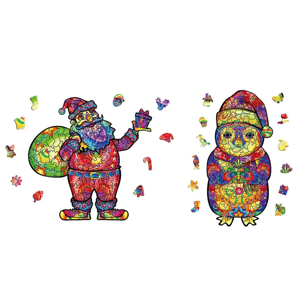 

Christmas Wooden Puzzle Charming 3D Santa Claus Shaped Jigsaw Puzzle Learning Educational Wooden Craft Toys For Adults Boys An