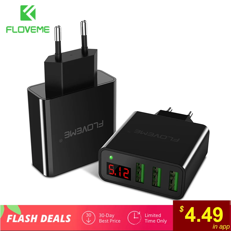 FLOVEME USB Зарядное устройство светодиодный цифровой 3 Порты Универсальный ЕС Plug мобильный телефон Зарядное устройство переходник зарядное устройство зарядное устройство для телефона зарядка зарядка для телефона