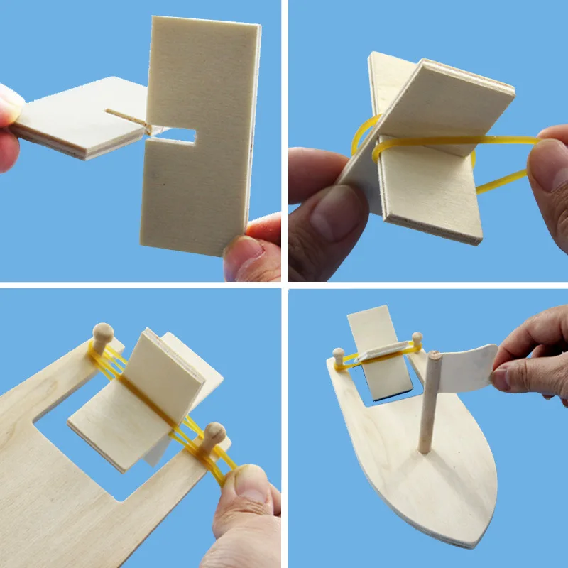 

1/2/4 Handmade Material Kits Wooden Sailboat Creative Blank Model Kindergarten Children Painted DIY Boat Educational Puzzle Toys