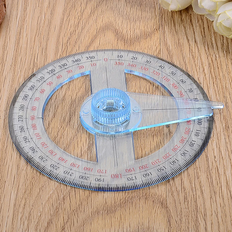Пластиковый круглый транспортир с поворотной ручкой измерительный инструмент