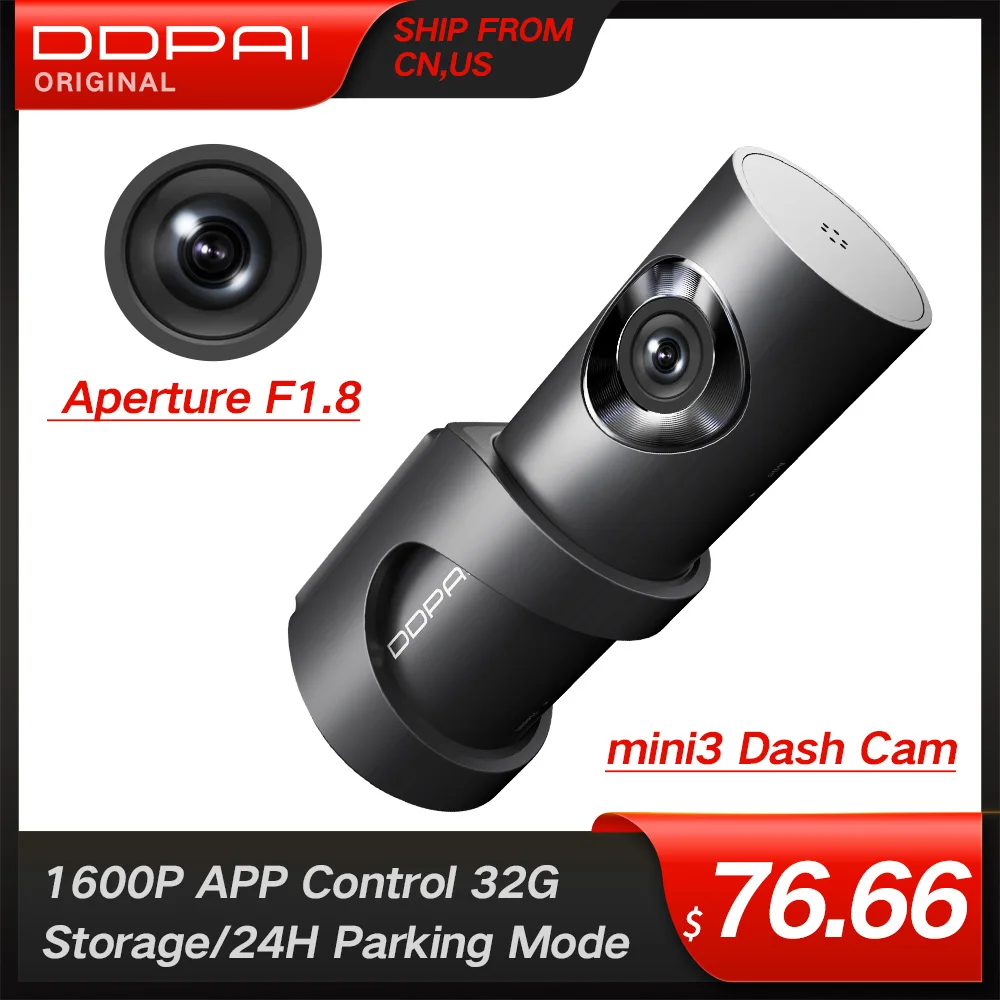 DDPai Mini3 1600P Full HD видеорегистратор Wi-Fi 32G Автомобильный видеорегистратор с WDR g-сенсором 24H Циклическая запись записи