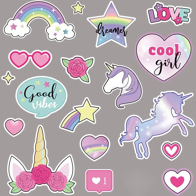 

Cartoon rainbow love unicorn heat transfer stickers girls favorite stickers iron patches on clothes accessories can be washed