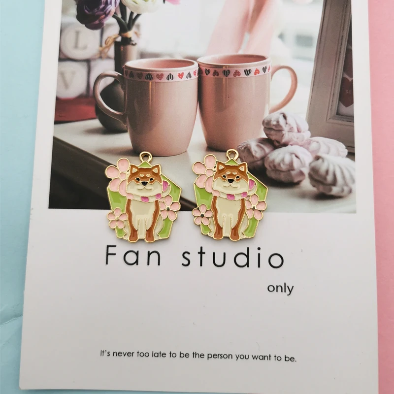 10 шт. Металлический Эмалированный пасторальный Шарм-браслет в виде собаки