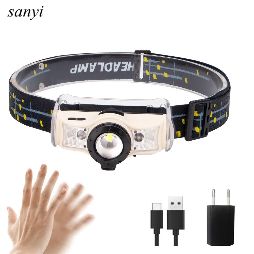 Мощный XML 2 светодиодный фокус фары Перезаряжаемые головной светильник движения