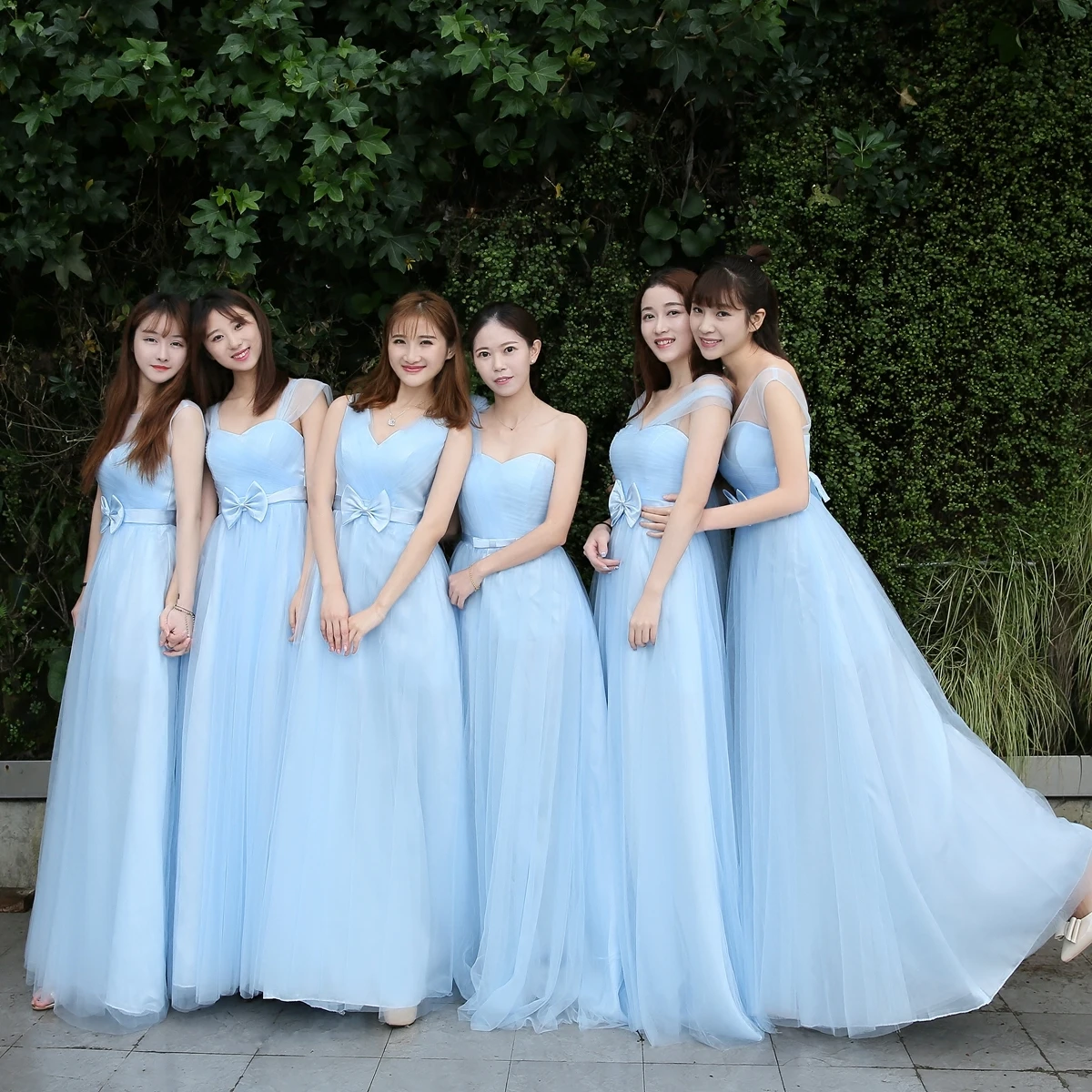 Небесно-голубого цвета платье для вечеринки элегантное Бордовое подружек