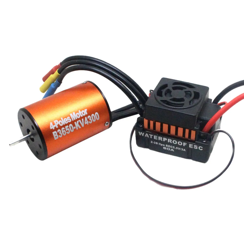 Toys For Children Waterproof B3650 4300kv Brushless Motor 60a Esc Combo Accessories Set For 1/10 Rc Car Kids Toys Brinquedos New