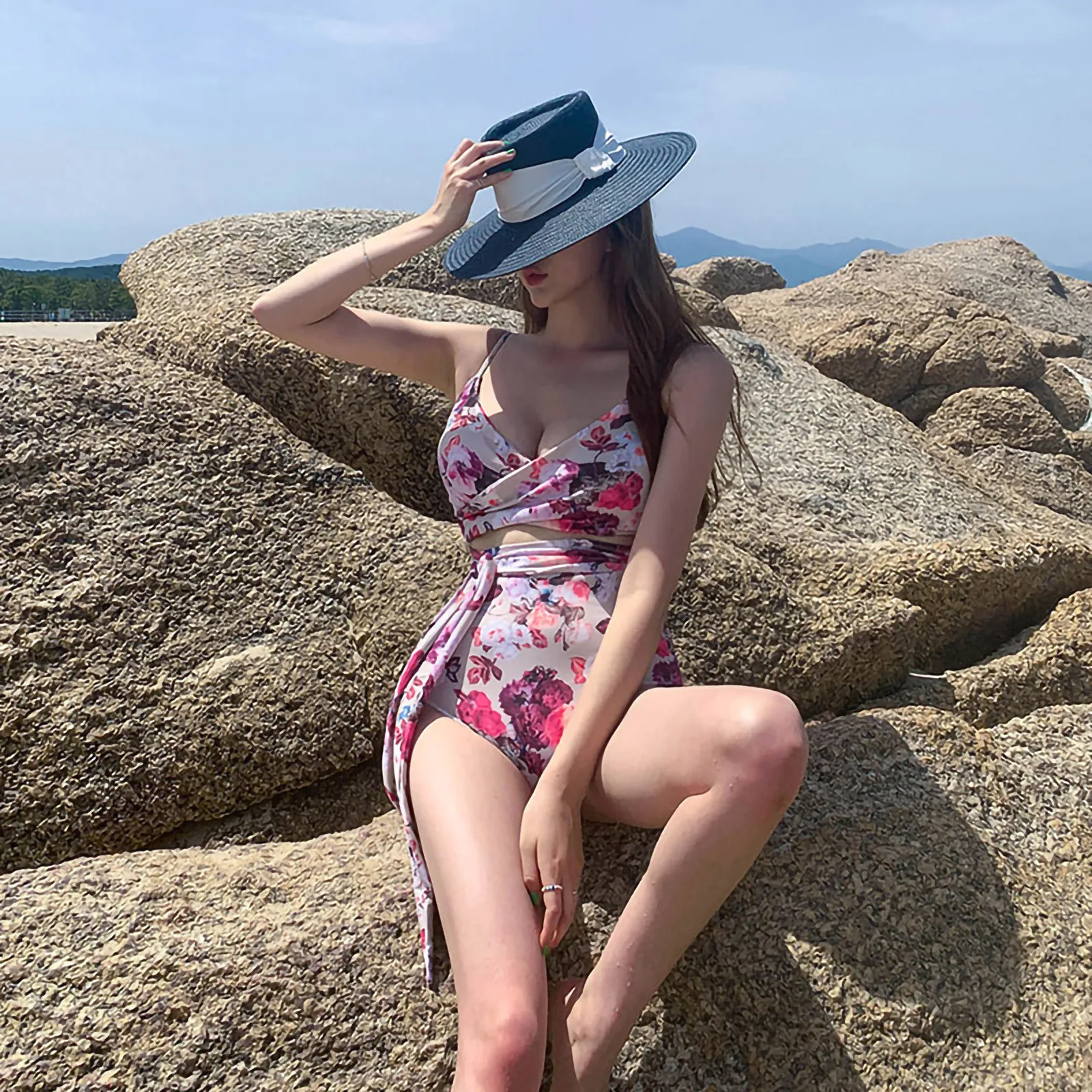 Women Multi Color Sexy Solid High Waist Split Swimsuit Bikini | Женская одежда