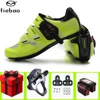 tiebao bicycle shoes add pedal set sneakers breathable outdoor sport professional road bicycle shoes non slip no lock bike shoes