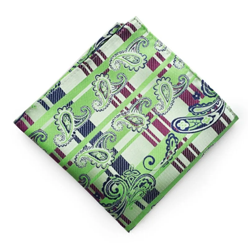 

25cm Men Pocket Square Suits Hanky for Men Green Gray Plaid Casual Suit Square Handkerchief Towels for Party Gift