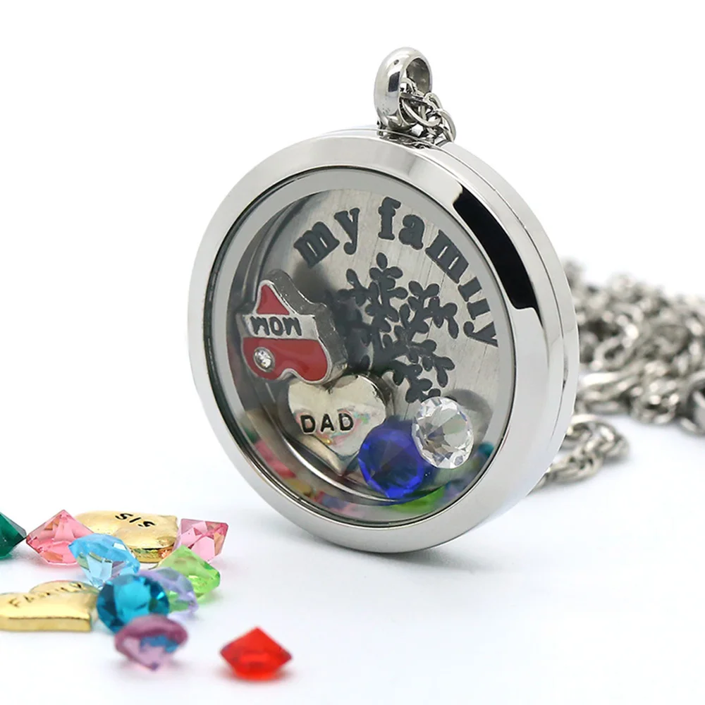 Стеклянный плавающий медальон BOFEE ожерелье подвески серебряная цепь нержавеющая