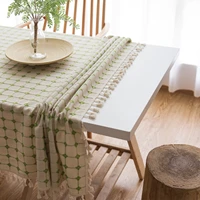 cotton linen table cloth rectangular tablecloth with tassel great for kitchen dining tabletop decoration 5 x5571 4 6 seats