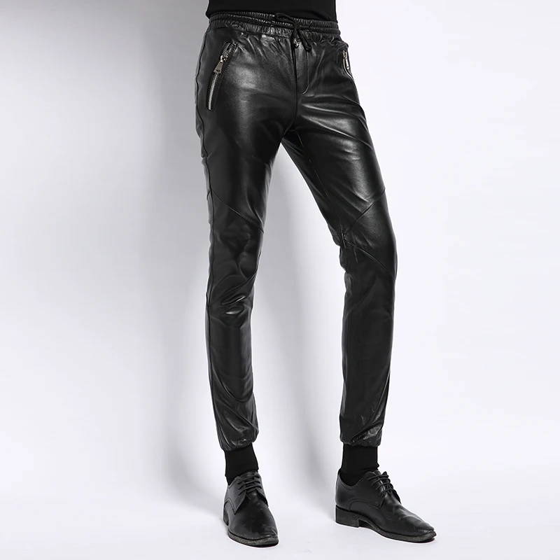 Мужские брюки из натуральной кожи 2020 осенние корейские новые Модные
