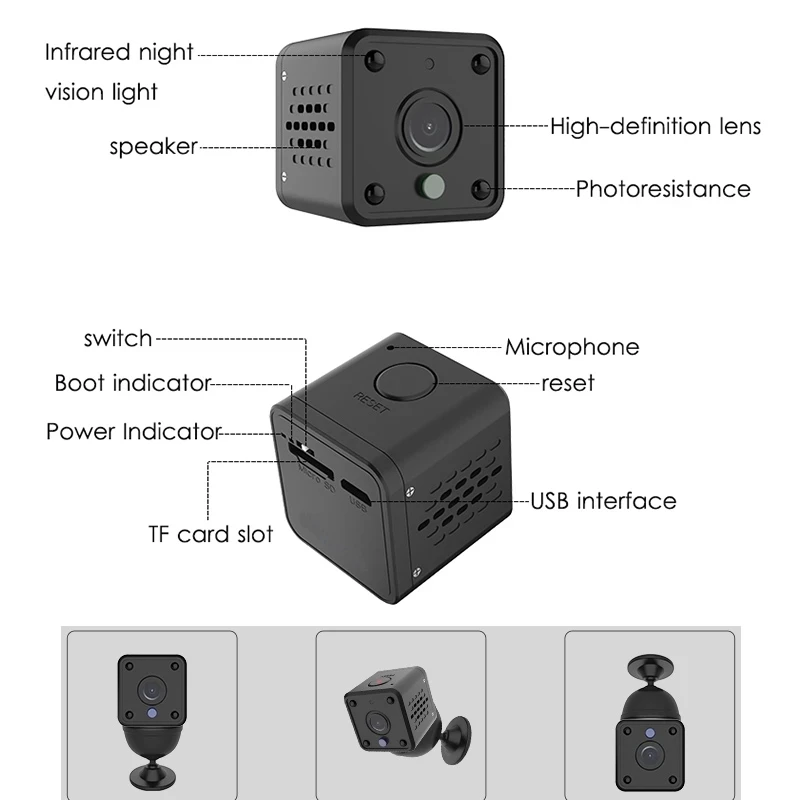Мини камера видеонаблюдения 1080P HD Wi Fi с функцией ночного видения|Компактные