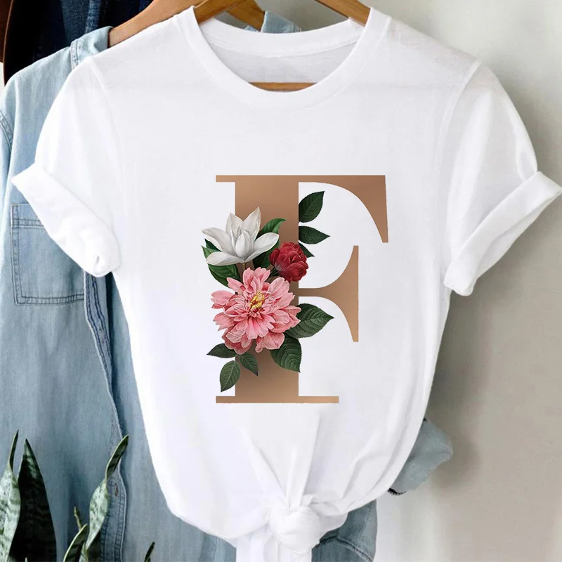 

Casual Short Sleeve Tee Shirt Tops Femme T-shirt for Women 26 Letter Customization Printing T-shirts Ladies Fashion Harajuku Top