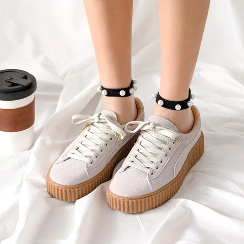 Pearl Decoration Transparent Sock Women Girls Cute New Fashion Korean Style Ankle Socks Breathable Thin Elastic Soft Sox