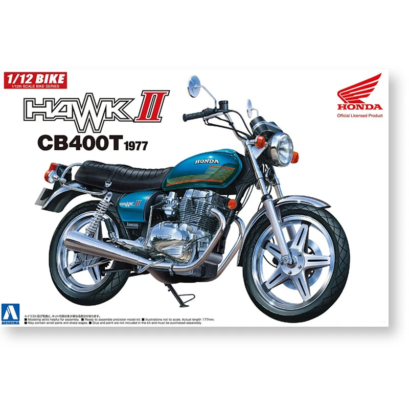

1/12 AOSHIMA plastic assembly car model toy HONDA HAWK2 CB400T 1977 Motorcycle static model adult collection DIY assembly #05332