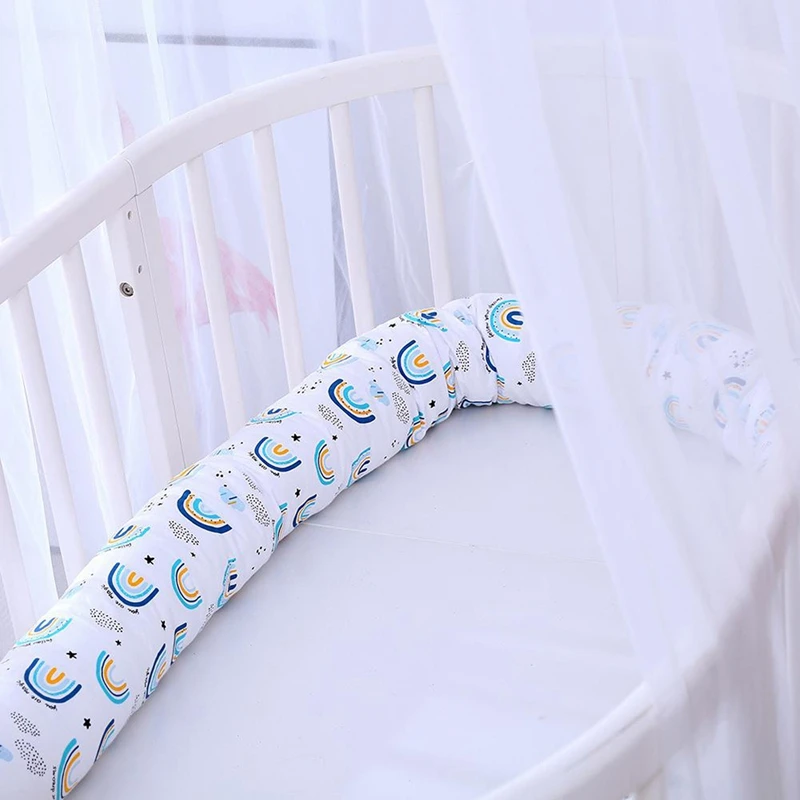 

Baby Crib Bumper Pads Washable Newborn Cradle Protective Long Rainbow Pillow Cushion Infant Fence Kids Room Decor