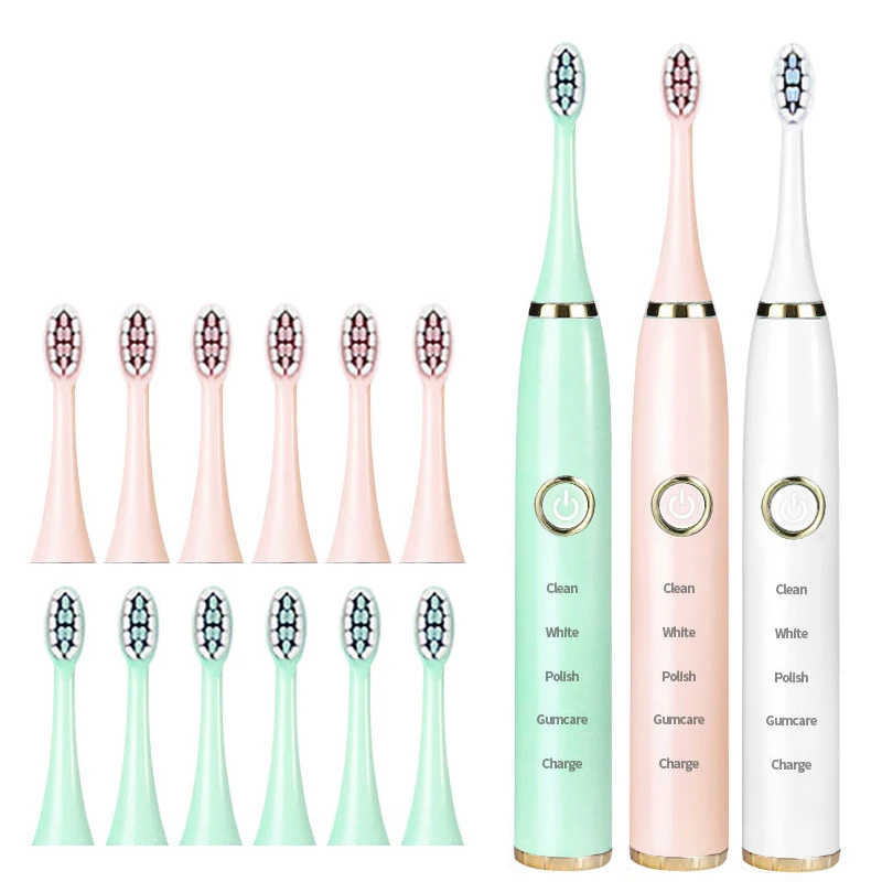 

Sonic Electric Toothbrush Adult Timer Brush 5 Mode USB Charger Rechargeable Tooth Brushes Replacement Heads Set Home Gift