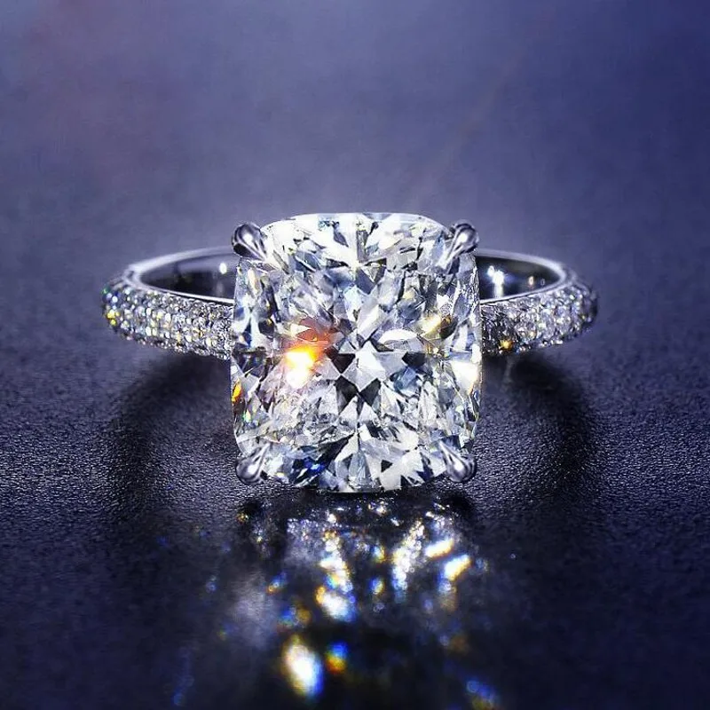 5CT Роскошные ювелирные изделия 925 Серебряная Подушка Форма Белый 5А кубический
