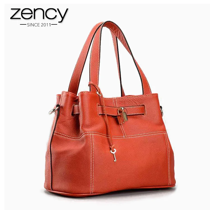 Сумка на плечо Zency женская из натуральной кожи элегантный оранжевый мессенджер