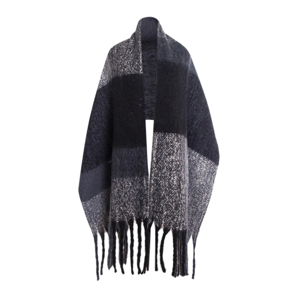 Женский толстый шарф SAGACE Newl осенне-зимний теплый из свежей шерсти двусторонний в