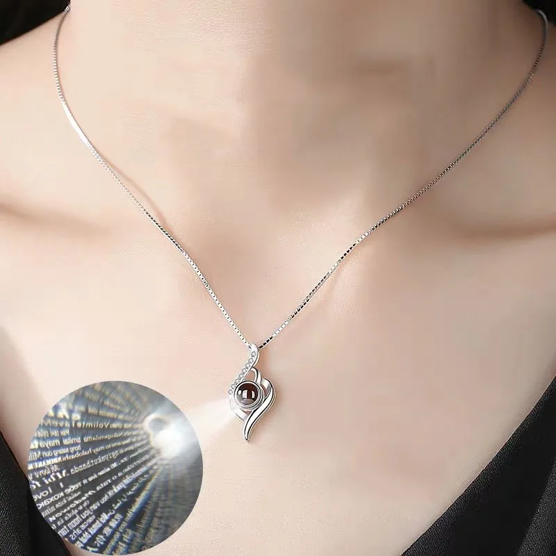 2 Pieces/set Couple Necklace 100 Languages I Love You Magnetic Pendant Ladies Jewelry Valentine's Day Gift | Украшения и