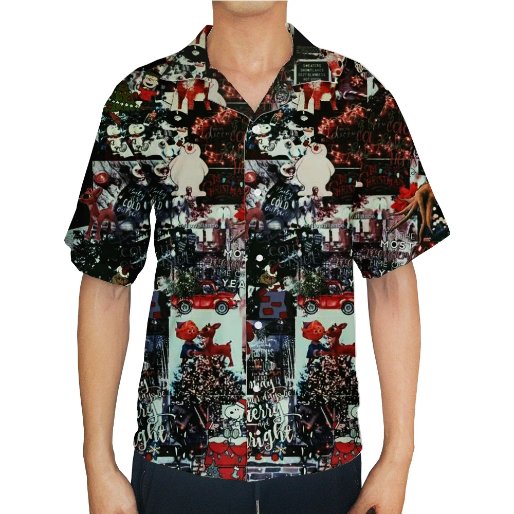 

2022 Summer Striped Short Sleeve Turn-down Collar Mens Casual Vintage Shirt