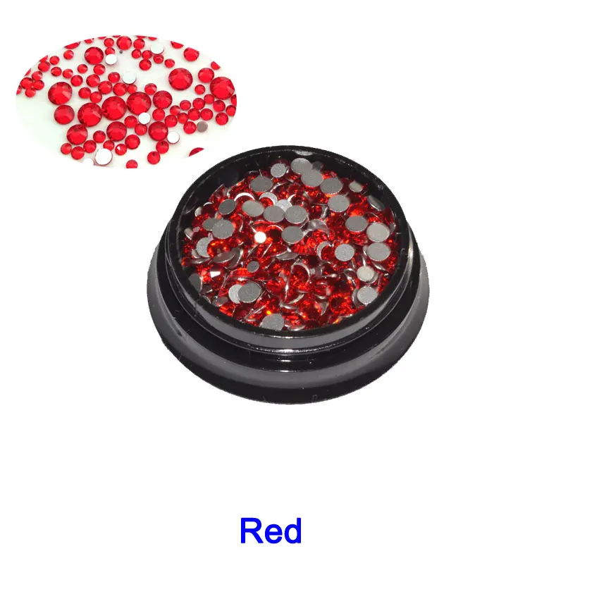 Red 1 коробка Стразы для ногтей плоские стеклянные кристаллы 350 шт смешанный размер Charm очаровательные драгоценные камни декорации аксессуары для ногтей аксессуары - Цвет: Red