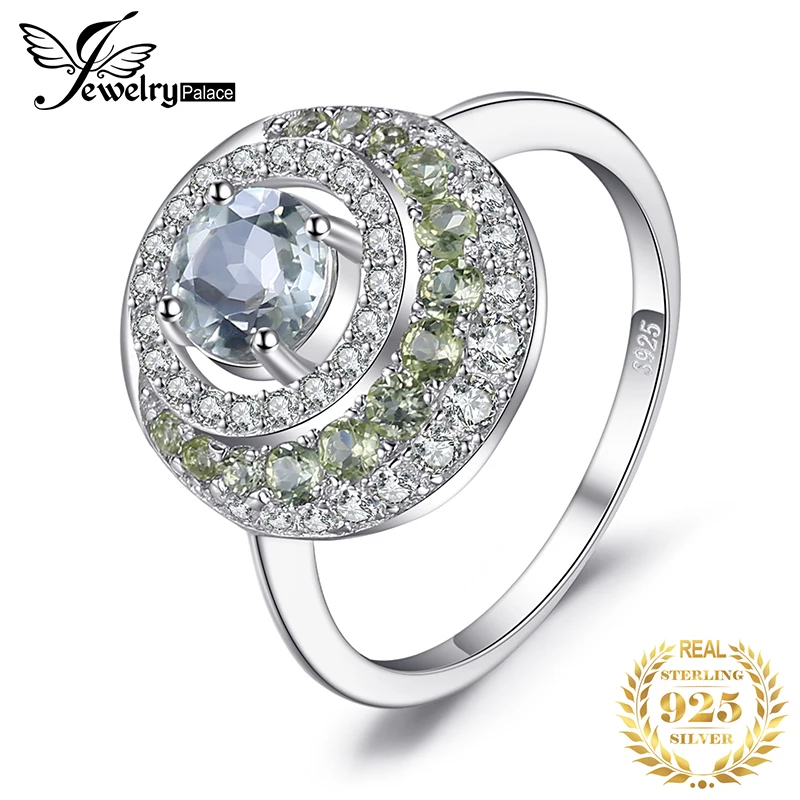 Jewelrypalace натуральная 1.4ct зеленый аметист перидот Halo Кольцо стерлингового серебра 925 Винтаж Шарм Красивые ювелирные изделия мода для женщин