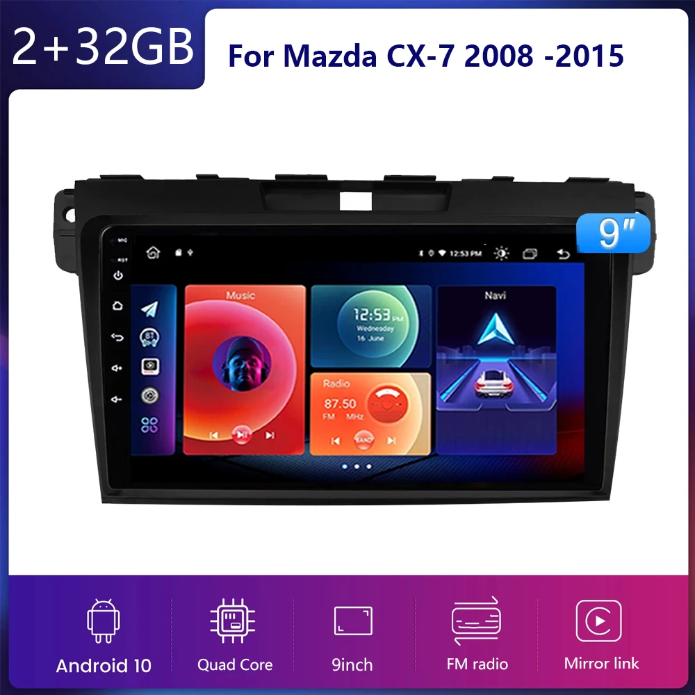 

Автомобильный Android 11 2G + 32G 2 DIN Радио мультимедийный плеер авторадио для Mazda Cx-7 cx7 2008 2009 2010-2015 2 DIN без DVD