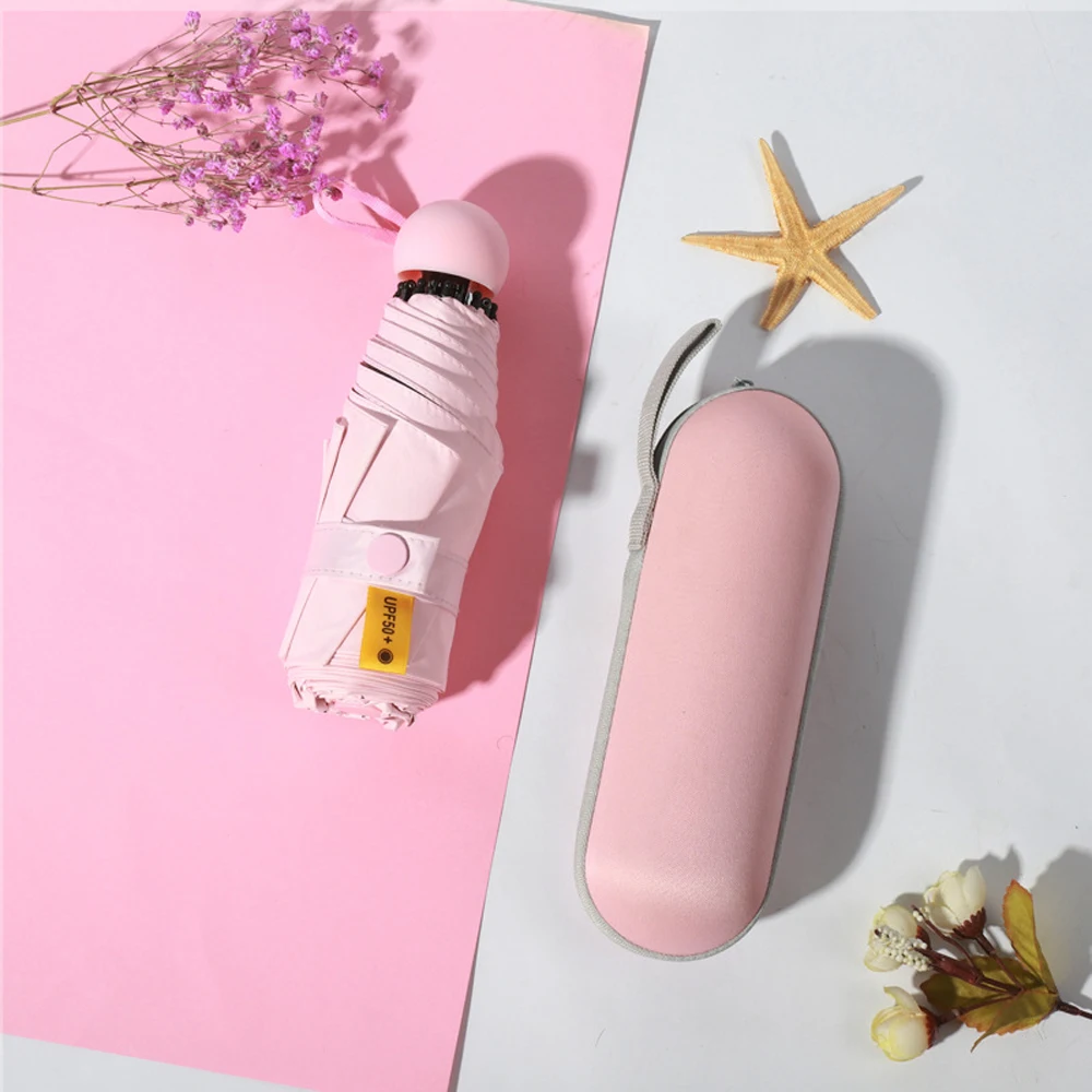 

Beautiful Pure Color Blooming in Water Small Portable Umbrella Folding Umbrella Rain Gear Sunny Cloth Walking Home Furnishing