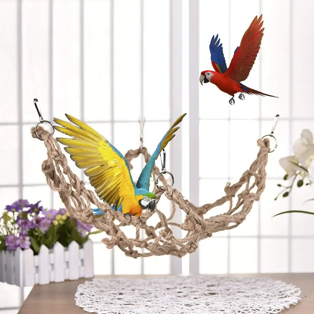 Сетка для подъема птиц гамак из пеньковой веревки качели игрушка попугаев