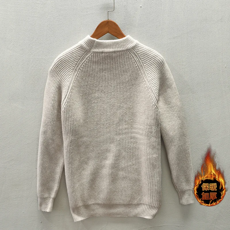 

Autumn and Winter Loose Casual Round Neck Sweater Youth Warmth Bottoming Long-sleeved Sweater Men Clothes