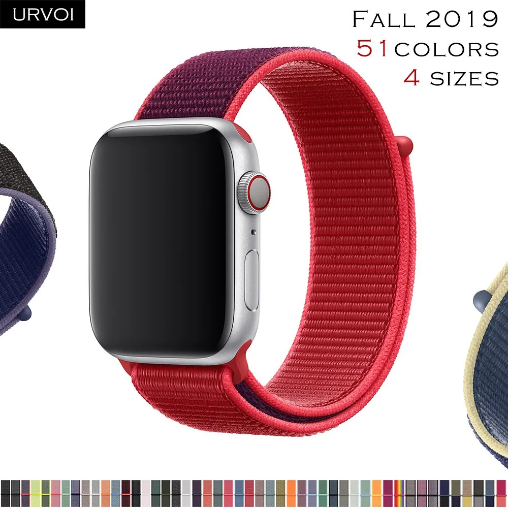 URVOI Спортивная петля для apple watch band series 5 4 3 2 1 светоотражающий ремешок для iwatch двухслойный дышащий тканый нейлон осень