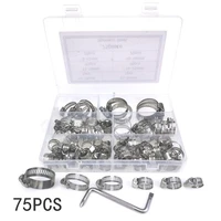 75pcs stainless steel adjustable drive hose clamp fuel line worm size clip hoop hose clamp hot sale hose clamp pipe clamp