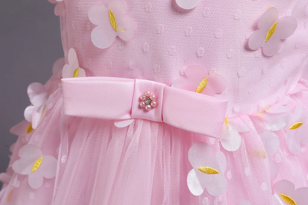 

Fashion Lace Ruffle Summer Short Wedding Bridesmaid Dresses Party Flower Girls Red White Blue Kids Girls Pink Birthday Dress