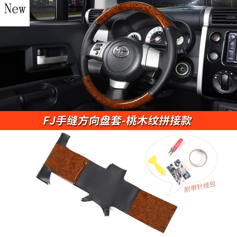 

For Toyota FJ Cruiser 2006-2020 Customized Hand-Stitched Leather Carbon Fibre Car Steering Wheel Cover Set Car Accessories