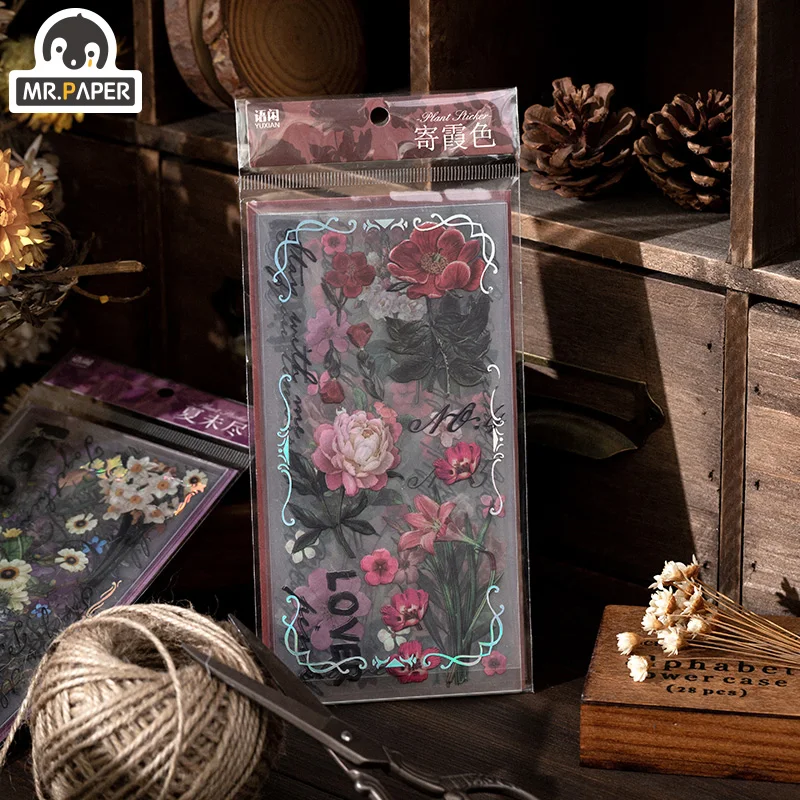 

Mr.Paper 6 Design Wilderness Record Series PET Stickers 13 Pieces Into Decorative Stickers Scrapbook Diary Stationery Stickers