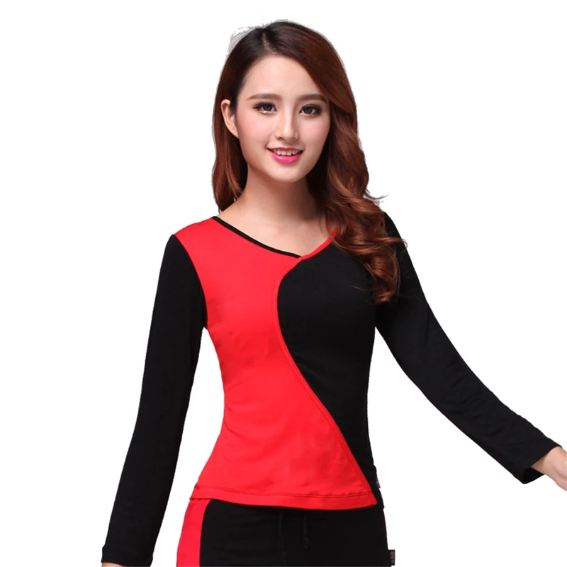 

New Fashion Round Neck Modal Cotton Modern Women Latin Dance Long Sleeve Top Dress Performance Costume Dance Practice Clothes
