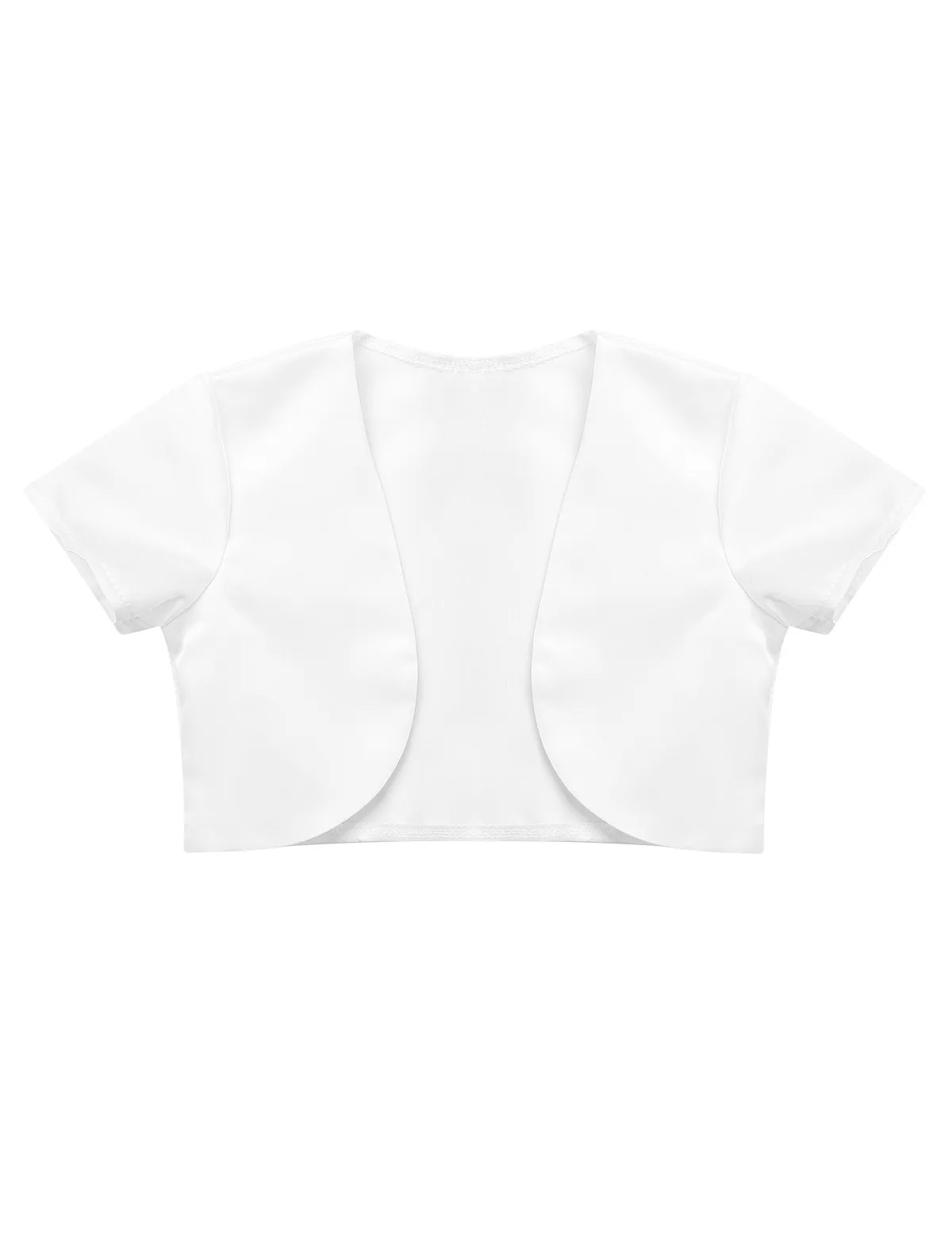 Короткое атласное Болеро для девочек с коротким рукавом круглым вырезом