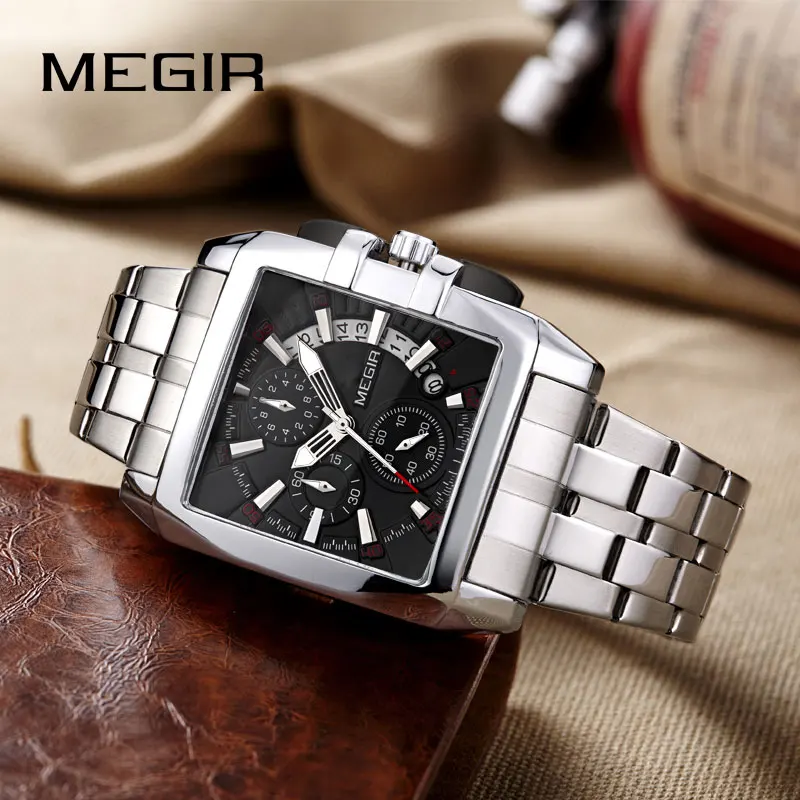 Часы наручные MEGIR Мужские кварцевые брендовые Роскошные Спортивные Повседневные