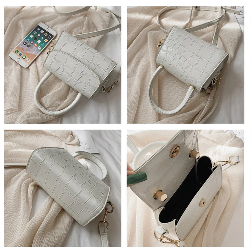 

Fashion Stone Pattern Shoulder Bag Women PU Leather Crossbody Bag Vintage Small Square Bag Vintage Girls Handbag bolso