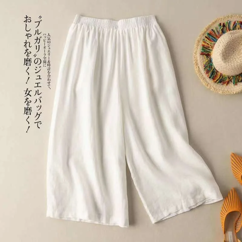 

Pants for Women New Summer Korean Fashion Simplicity Cotton Pants High Waist Cropped Trousers Solid Color Loose Casual Pants