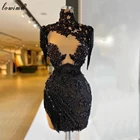 Размера плюс, черные коктейльные платья русалки для женщин, 2021 платья на выпускной с кристаллами, вечерняя одежда, мини платья знаменитостей