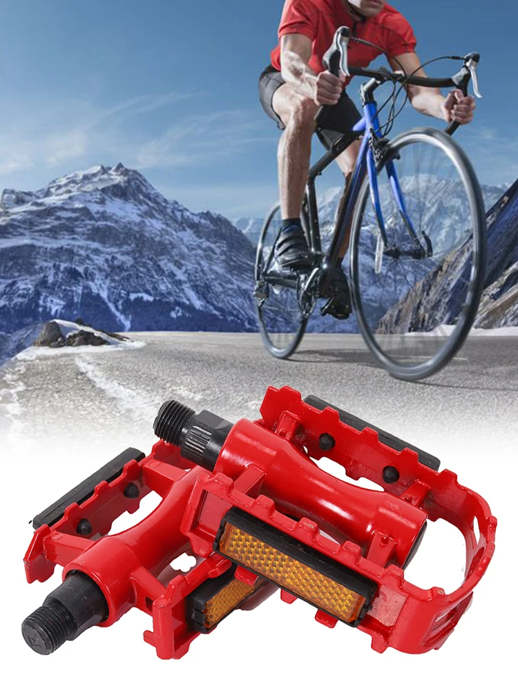 

1 Pair Aluminium Alloy Bicycle Pedals with Reflective Strip Non-Slip Bike Pedals Mountain Bicycle Pedals Set High Quality